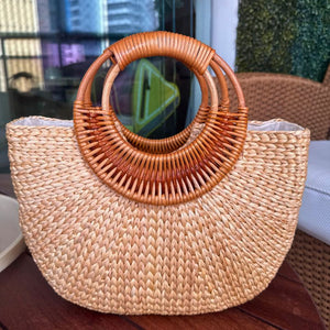 bolsa de palha chic com ziper