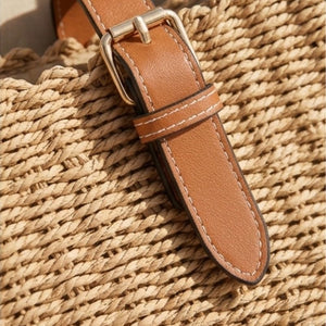 detalhes da bolsa de palha caqui