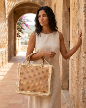 bolsa de palha indiana grande 