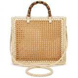 bolsa de palha feminina com alça em bambu