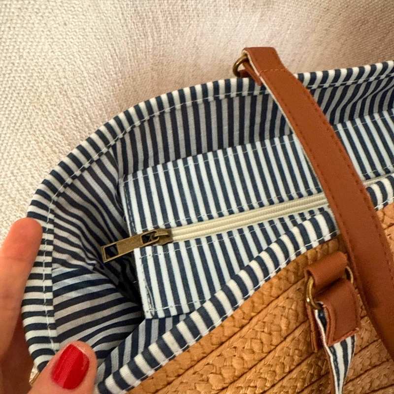 bolsa de palha com ziper