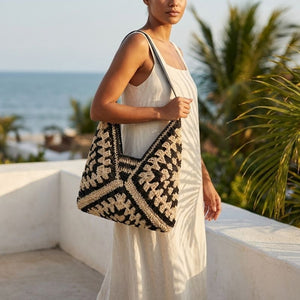 bolsa de praia de croche luxo