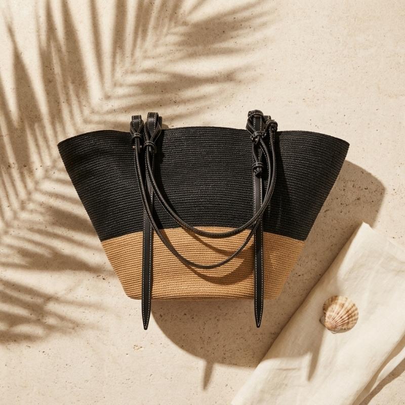 bolsa de palha rattan sofisticada