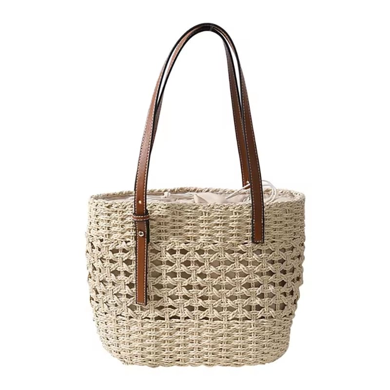 Bolsa de Palha Emma – Charme Natural em Bege