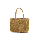 Bolsa de palha quadrada dourada Bellisse com alças naturais