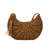 Bolsa de Palha para Praia Marrom Semicircular Helena