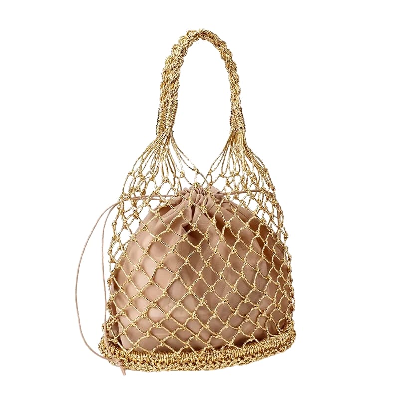 Bolsa de Praia Chique Lara - Pequena e Elegante em Dourado