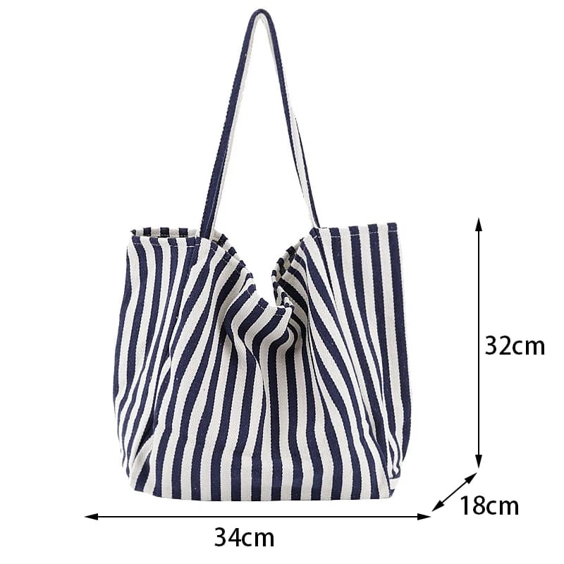 Tamanho da Bolsa de Praia Grande Camila – Lona Listrada Elegante
