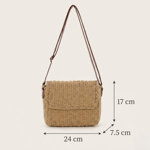 Medidas da Bolsa de Praia Palha Carmel Pequena Trançada