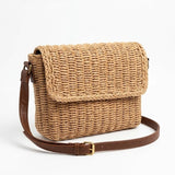 Bolsa de Praia Palha Carmel Pequena Trançada Cáqui