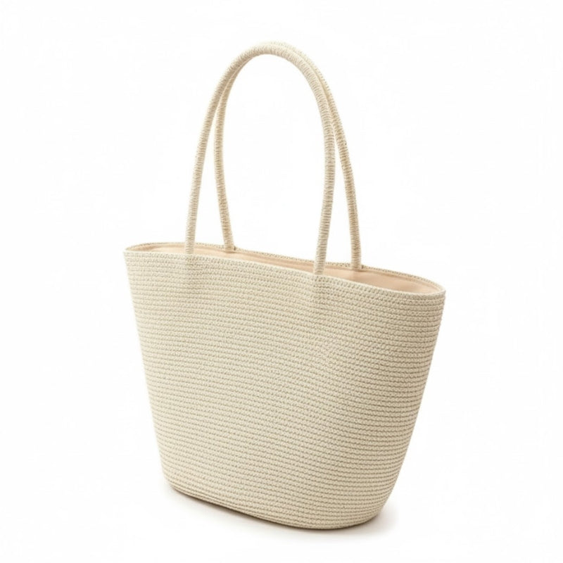 Bolsa de Praia de Palha Trançada Belleville Bege