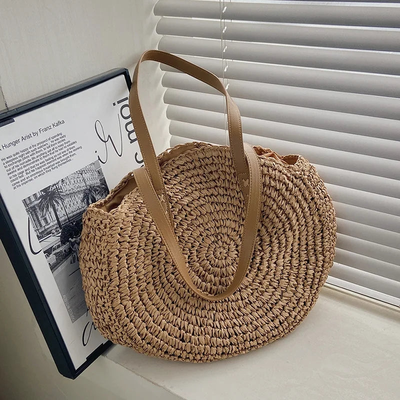 Bolsa de Praia de Palha Venti Cáqui Chique