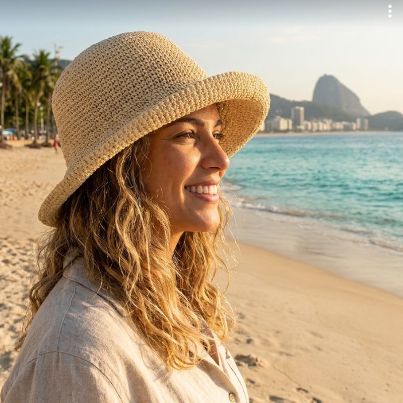 chapeu feminino de praia com protecao UV