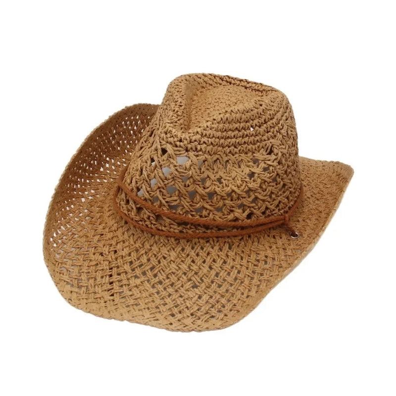 Chapéu de Palha Cowboy Vintage - Leve e com Proteção UV Cáqui 