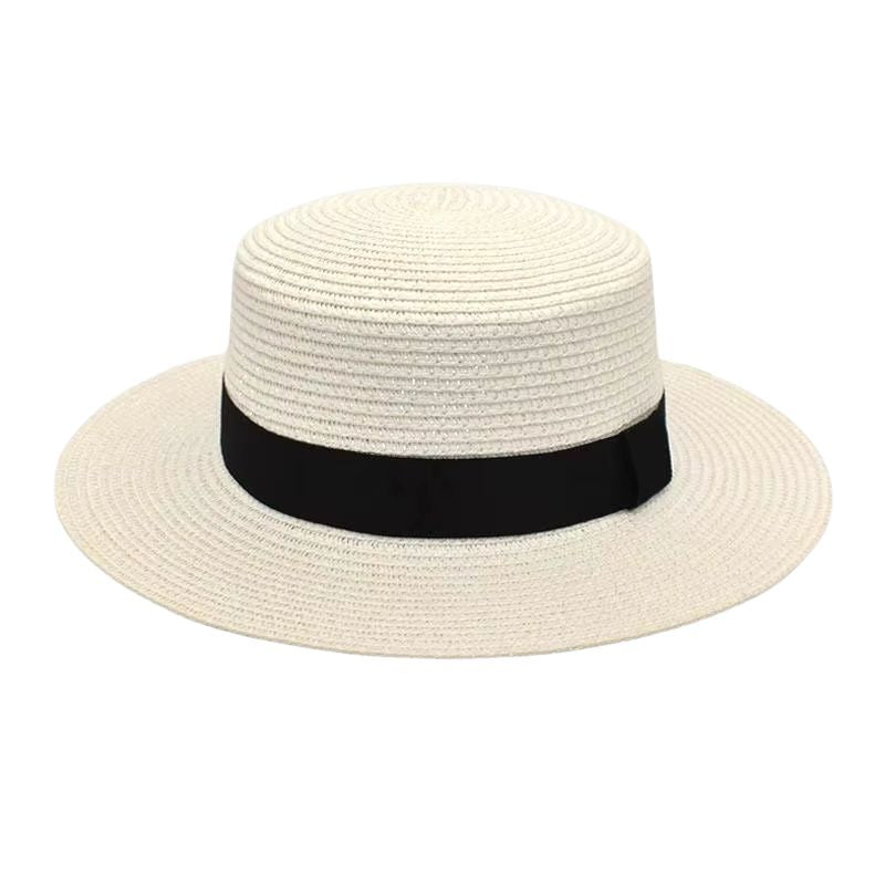 Chapéu de Praia Brisa Noir Branco - Elegância Clássica