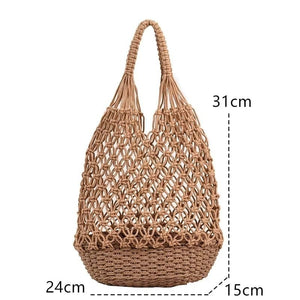 Medidas da Bolsa de Crochê Helena cáqui 24 x 15 x 31 cm