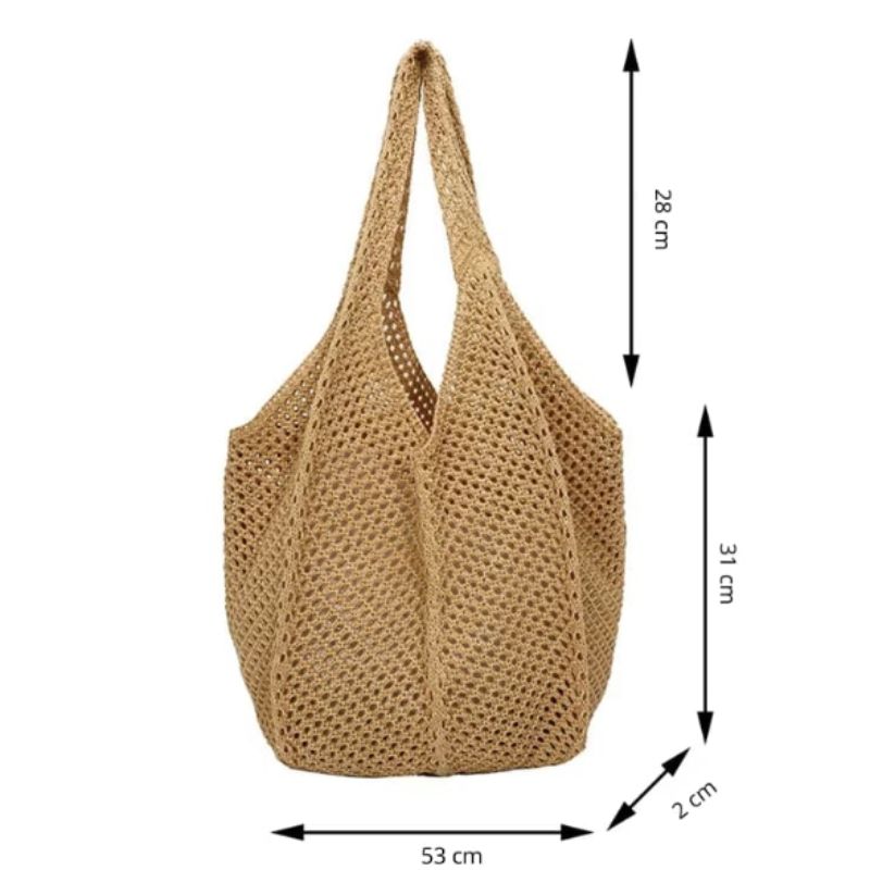 Medidas da Bolsa de Crochê Venezia Cáqui