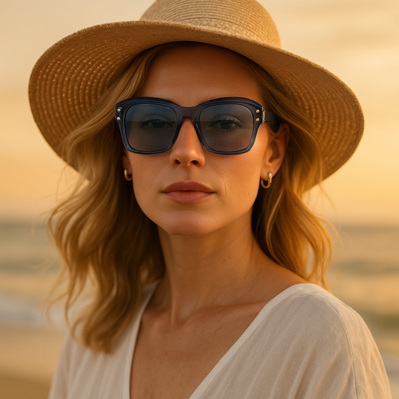 Óculos de Sol Feminino Azul - Modelo Elegante Noire