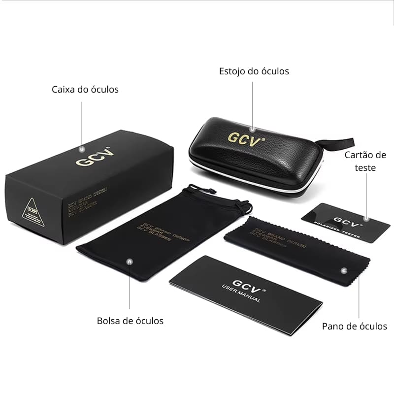 Óculos de Sol Feminino Itens Inclusos 