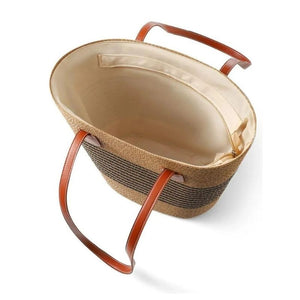 interior bolsa de palha listrada