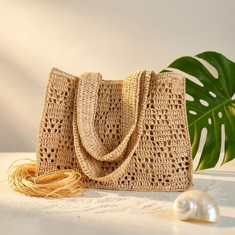 bolsa de praia de palha grande