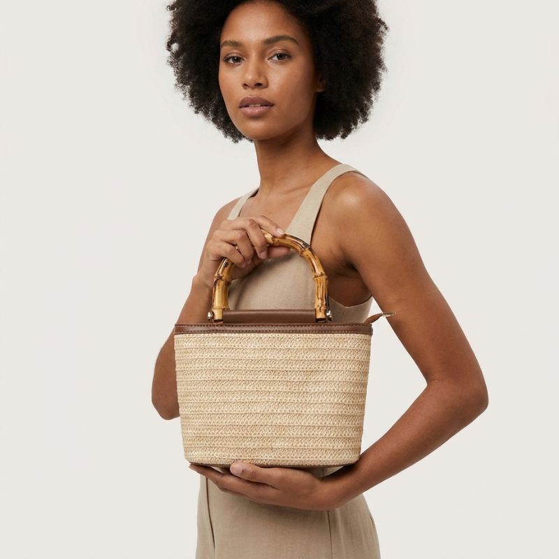 bolsa de palha feminina com duas alcas